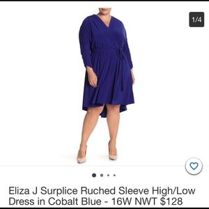 NWT Eliza J Cobalt Blue Faux Wrap Dress Size 18W